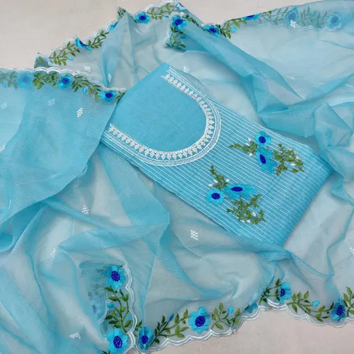 Exclusive Kota Doria Unstitched Dress Material with Dupatta – Lightweight, Elegant & Handcrafted Ethnic Wear for Women